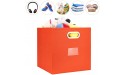 Robuy Foldable Cube Storage Bins,4 Pack Fabric storage Boxes with Dual Metal Handles For Home,Closet,Bedroom,Drawer Organizers.Orange 13x13x13 inch - BB7A4T1I4