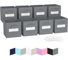 Royexe Storage Cubes 11 Inch Cube Storage Bins Set of 8. Features Large Label Window & Dual Handles & Fabric Cubby Organizer Baskets | Foldable Closet Shelf Organization Boxes Grey - B7X3XPHJS