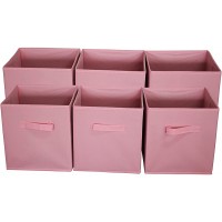 Sodynee Foldable Cloth Storage Cube Basket Bins Organizer Containers Drawers 6 Pack Pink - B2INIFDFD