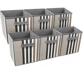 Sorbus® Foldable Storage Cube Basket Bin Vertical Stripe Line Pattern 6 Pack Black - B5BZ3AKG3