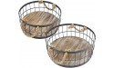 Stonebriar 2pc Round Stackable Metal Wire and Wood Basket Set with Rope Handles Rustic Decor for Home Storage Decorative Serving Baskets for Weddings Birthdays and Holiday Parties - B7NWRSTEJ