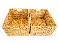 Trademark Innovations Large Foldable Rectangle Woven Wicker Basket Bins for Storage Set of 2 - BCOBC6YJF