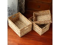 Water Hyacinth Wicker Baskets for Organizing Rectangular Wicker Baskets with Built-in Handles,3-Pack - BTEX5NNRI