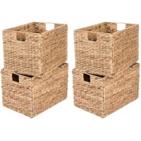 Westerly 4 Decorative Hand-Woven Small Water Hyacinth Wicker Storage Basket 16x11x11 Perfect for Shelving Units - BL841UZ57