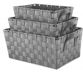 Whitmor Woven Strap Storage Baskets S 3-Gray - B7JWEN94B