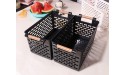 Yesland 6 Pack Plastic Storage Basket Black Basket Organizer Bin with Handles for Home Office Closet - BMQP6M4SJ
