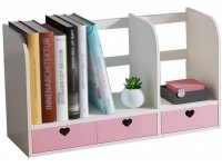 3-Drawer Bookshelf Bookcase Magazine Rack Partition Storage Rack Book Rack Freestanding Desktop Office Desk 50X18X27CM MUMUJIN Color : Pink - BZN9CQKIN