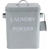 Bloomingville Metal Laundry Powder Bin with Lid and Scoop Grey - B42SG6HPF