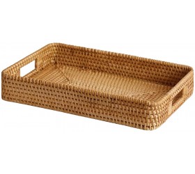 BZGWECD Hand-Woven Rattan Service Basket with Handles Used for Book and Sundries Storage Box Desktop Storage Basket Rectangular Size : Large - BPSWHA1J6