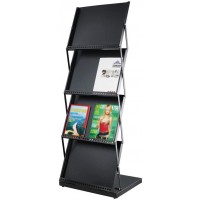 Foldable Magazine Rack Newspaper Holder Stretchable Book Shelf Storage Rack Metal Stratification Freestanding Display Rack Black 52X38.8X135CM MUMUJIN - BS44MVUV1