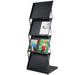 Foldable Magazine Rack Newspaper Holder Stretchable Book Shelf Storage Rack Metal Stratification Freestanding Display Rack Black 52X38.8X135CM MUMUJIN - BS44MVUV1