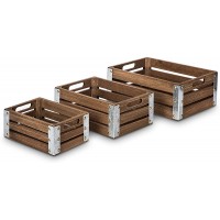 Home Zone Living Wood Storage Crate for Organization and Storage 3 Pack Brown - B1E2S80UP