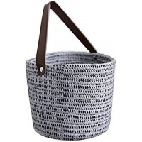 jadlahf Cotton Rope Woven Basket Sundries Storage Bucket Mini Sorting Basket Office Desktop Storage Basket Can Be Hung Light Black and White - BZGM8U534