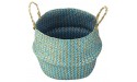 LiuliuBull 2020 Foldable Handmade Seagrass Storage Basket Wicker Rattan Belly Straw Garden Flower Pot Wave-Pattern Planter Clothes Basket Color : 01 Size : M 27x24cm - BQA0SQSK0