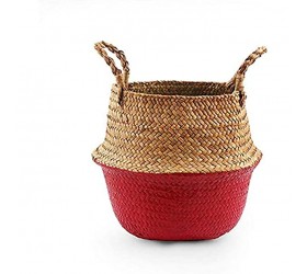 LiuliuBull Macrame Tassel Wicker Basket Handmade Garden Pots Study Room Storage Rattan Basket Home Organizer Woven Basket Color : Red Size : 27cmX24cm - B1GPANEIT
