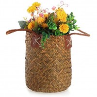 LiuliuBull Seagrass Woven Storage Baskets Garden Flower Vase Hanging Basket Rattan Planter Potted Organizer Home Laundry Basket with Handle Color : L Size : M - B7E0L0PD2