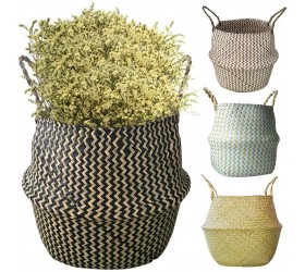 LiuliuBull Storage Baskets Foldable Laundry Straw Patchwork Wicker Rattan Seagrass Belly Garden Pot Planter Baskets Color : 3 Size : 23x20cm - B4IQIZVUR