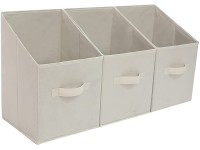 Sebadaci Storage Bins Cubes Baskets with Handles Collapsible Storage Bins Storage Baskets for Shelves Organizing Office Organizer 3-Pack Collapsible Storage Bins Beige Medium - B1VRAGGY2