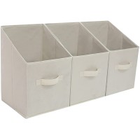 Sebadaci Storage Bins Cubes Baskets with Handles Collapsible Storage Bins Storage Baskets for Shelves Organizing Office Organizer 3-Pack Collapsible Storage Bins Beige Medium - B1VRAGGY2