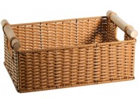 UXZDX Imitated Rattan Storage Basket Simple Wooden Handle Living Room Finishing Basket Snack Basket Sundries Storage Basket - B6EQ8O7MK