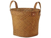 UXZDX Natural Straw Basket Trash Basket Handmade Practical Storage Basket with Handle - B4YKT7W5N