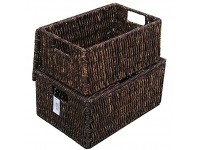 Woven Grass Rectangular Lidded Storage Baskets Set of 2 - BJ0O95PNQ