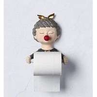 1 Pieces 6.98.3 Inch Creative Design Cute Angel with Bubble Black Resin Tissue Toilet Paper Towel Holder for Bathroom Tissue Roll Hanger Grey - BY4XNN1BC