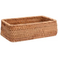 Comanlai Natural Rattan Storage Baskets Rectangular Woven Fruit Baskets Wicker Decoration and Organizer for Bathroom Living Room 11.8 *7.9*3.5 in - BIPXBX1G8