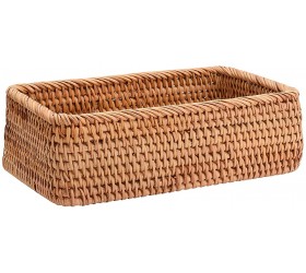 Comanlai Natural Rattan Storage Baskets Rectangular Woven Fruit Baskets Wicker Decoration and Organizer for Bathroom Living Room 11.8 *7.9*3.5 in - BIPXBX1G8