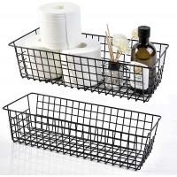 Farmhouse Metal Wire Rustic Toilet Paper Basket Four Pack of 2 Black - B9T6SP3RN