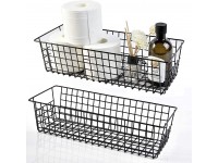 Farmhouse Metal Wire Rustic Toilet Paper Basket Two Pack of 2 Black - BFY3DN58B