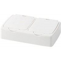 Storage Box Simple 2 Grids Pop-up Window Swab Holder for Car Home Bathroom Bedroom Office Night Stands Desks and Tables Living Room -White - BWIR7CFSV
