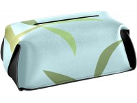 Tissues Box Cover Bamboo Green Leaf Plant Tissues Cube Box Cover Pu Leather Square Tissue Box Cover for Bathroom Vanity Countertop,Night Stands,Office Desk&car - BGGUAS5G5