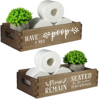 TJ.MOREE Funny Rustic Bathroom Decor-Have A Nice Poop Please Remain Seated for The Entire Performance- 2 Sides of Funny Signs Bathroom Decor Box Toilet Paper Storage Rustic Bathroom Decor - BY7DDIZN6