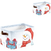 XIUCOO Christmas Snowman Santa Hat Waterproof Storage Boxs Baskets Clothts Towel Book for Bathroom Office 1 Pack - BMWPCCFWX