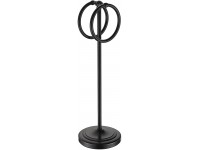 BGL Fingertip Towel Holder Stand Hand Towel Ring for Bathroom or Kitchen Vanity Countertops to Store Hand Towels Washcloths or dishcloths 2 Hanging Rings，17" High-Oil Rubbed Bronze - B2DQM5BZ7