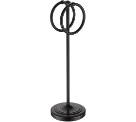 BGL Fingertip Towel Holder Stand Hand Towel Ring for Bathroom or Kitchen Vanity Countertops to Store Hand Towels Washcloths or dishcloths 2 Hanging Rings，17 High-Oil Rubbed Bronze - B2DQM5BZ7