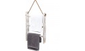 BlueGift 3-Tier Mini Whitewashed Wood Wall-Hanging Hand Towel Storage Ladder with Rope - BD4YZSMWB