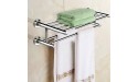 Goplus 24'' Towel Rack Stainless Steel Metal BathroomTowel Bar Wall-Mounted Towel Holder Organizer Towel Shelf with Double Storage Tier for Bathroom Kitchen - BSS8RERML