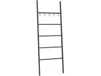 HOOBRO Blanket Ladder 5-Tier Leaning Ladder Towel Rack Free Standing Bath Storage Organization with 5 Hooks 22.8 Inch Wide Towel Display Rack for Bathroom Bedroom Laundry Room Black BK62CJ01 - BBMUDV0H4