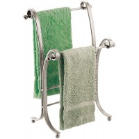 iDesign 62775 York Metal Free-Standing Hand Towel Drying Rack for Master Guest Kids' Bathroom Laundry Room Kitchen 6" x 9" x 13.5" Satin Silver - B4AU4K8AX