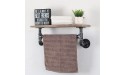 Industrial Pipe Bathroom Shelves 1-Tier Wall Mounted,19.7 Rustic Wall Shelf with Bath Towel Bars,Farmhouse Towel Rack,Metal & Wooden Floating Shelves,Over The Toilet Storage Shelf - BNVS0P12Y