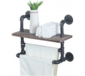 Industrial Pipe Bathroom Shelves Wall Mounted,Towel Rack with 2 Towel Bar,19.7in Rustic Wall Decor Farmhouse,Metal Floating Shelves Towel Holder,Wall Shelf Over Toilet - B86GRC7UD
