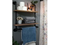 Industrial Pipe Shelving Bathroom Shelves with Towel Bar Rustic Floating Pipe Wall Shelves with Wood Planks 20 Inch Farmhouse Bathroom Shelves Over Toilet Wall Mounted - B7TILUX18