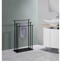 Kings Brand Furniture Silfax 3 Tier Metal Glass Freestanding Bathroom Towel Rack Stand Black - BWUEYFSX5