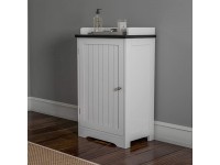 Lavish Home Free Standing Floor Cabinet Bathroom Cabinet-29 White Storage Cupboard for Bath Towels or Laundry Room Adjustable Shelf & Slatted Look Door 29" - BHHK8SF4B
