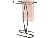 mDesign Decorative Modern Metal Fingertip Hand Towel Holder Stand for Bathroom Vanity Countertops to Display and Store Small Guest Towels 2-Sided 14" High Bronze - B74X58EQ0