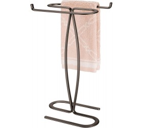 mDesign Decorative Modern Metal Fingertip Hand Towel Holder Stand for Bathroom Vanity Countertops to Display and Store Small Guest Towels 2-Sided 14 High Bronze - B74X58EQ0