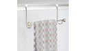 mDesign Metal Bathroom Over Shower Door Towel Rack Holder Storage Organizer Bar for Hanging Washcloths Bath Hand Face & Fingertip Towels Brushed with Chrome Finials - BZ181T3IV