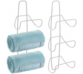mDesign Metal Wall Mount 3 Level Bathroom Towel Rack Holder & Organizer for Storage of Washcloths Hand Towels Use in Guest Master Kid's Bathrooms 2 Pack Light Gray - B22BPTUN0